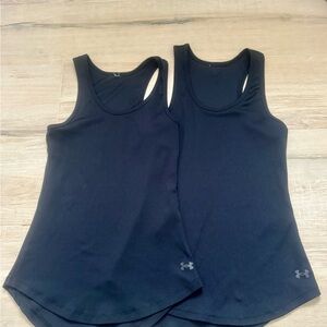 Under Armour Black Ribbed Tank Tops - Women’s Athletic Racerback (Pair)
